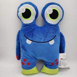 Walmart Friendly Monster Pillow Plush 16" Blue Glow In The Dark Glowing Eyes Toy